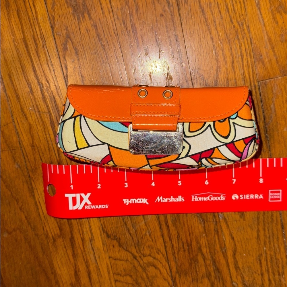 EYEGLASS CASE Pucci-iiiiiiiie Orange Leather Clutch multicolor abstract pleather